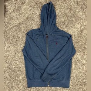 Ralph Lauren full zip hoodie sweatshirt. Blue. Large. Gently used. No smoking.